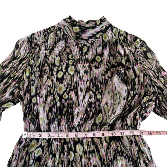 HEMANT & NANDITA Kari Short Black and Metallic Long Sleeve Mini Dress Mediuim - Picture 6 of 12